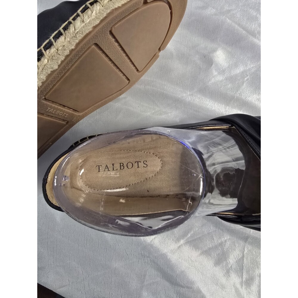 Talbots IZZY Knot Detail Espadrilles SOFT Comfort Size 9.5 Black Leather Slip-on - Picture 9 of 10